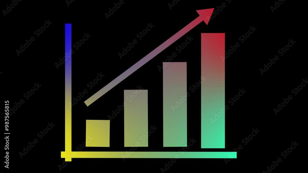 business graph on a black background showing upward trend animated. business graph on a black background showing upward trend animated.
