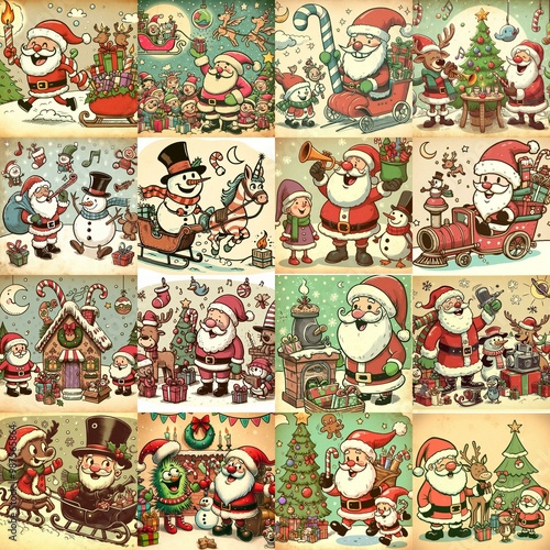 Funny cartoon Xmas. AI generated illustration