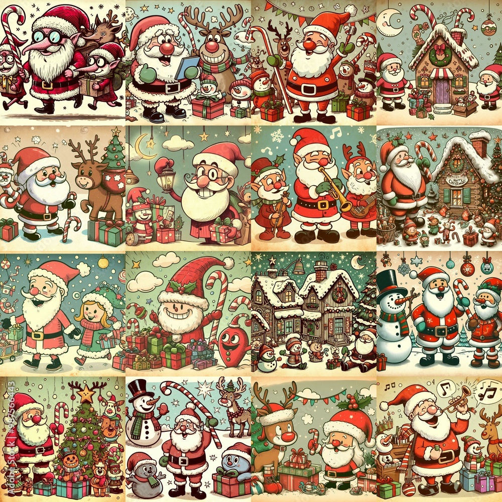 Funny cartoon Xmas. AI generated illustration Funny cartoon Xmas. AI generated illustration