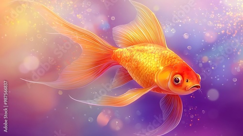 Enchanted Golden Fish in a Dreamy Children's Book Illustration