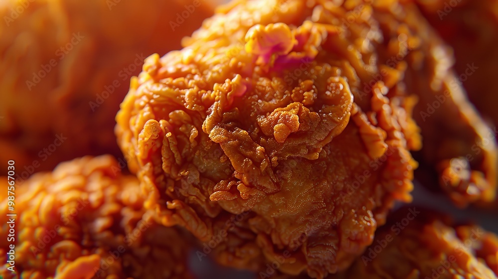 Close up of fast food fried chicken showcasing Close up of fast food fried chicken showcasing