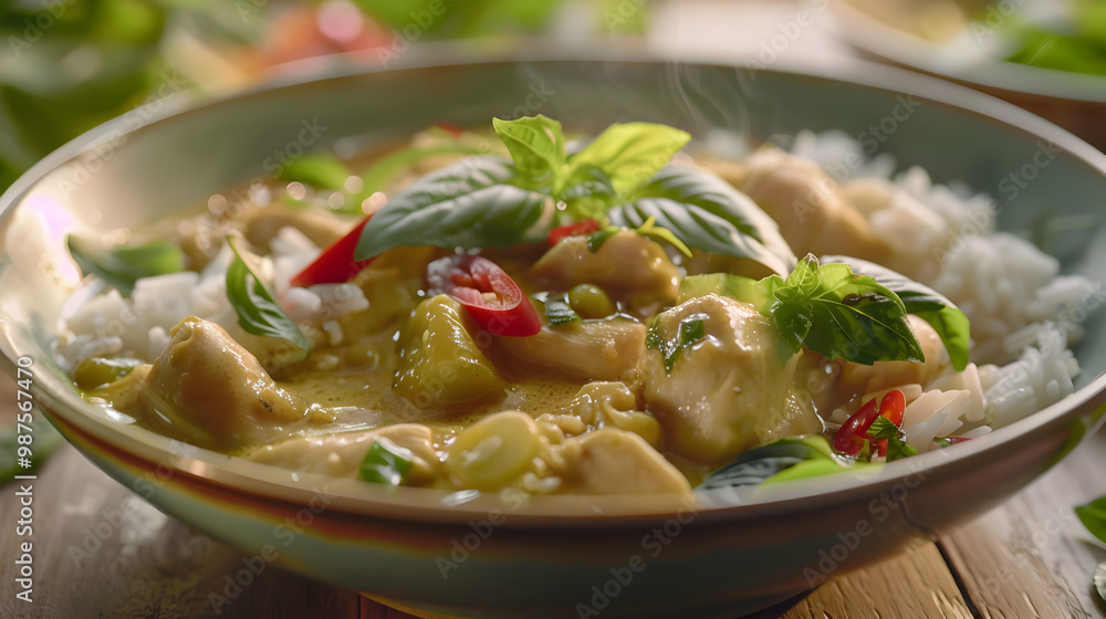 Green Curry with Chicken and Rice A Delicious Thai Dish Green Curry with Chicken and Rice A Delicious Thai Dish