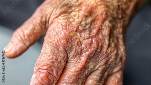 Close-up of Psoriasis on Hand - Skin Condition