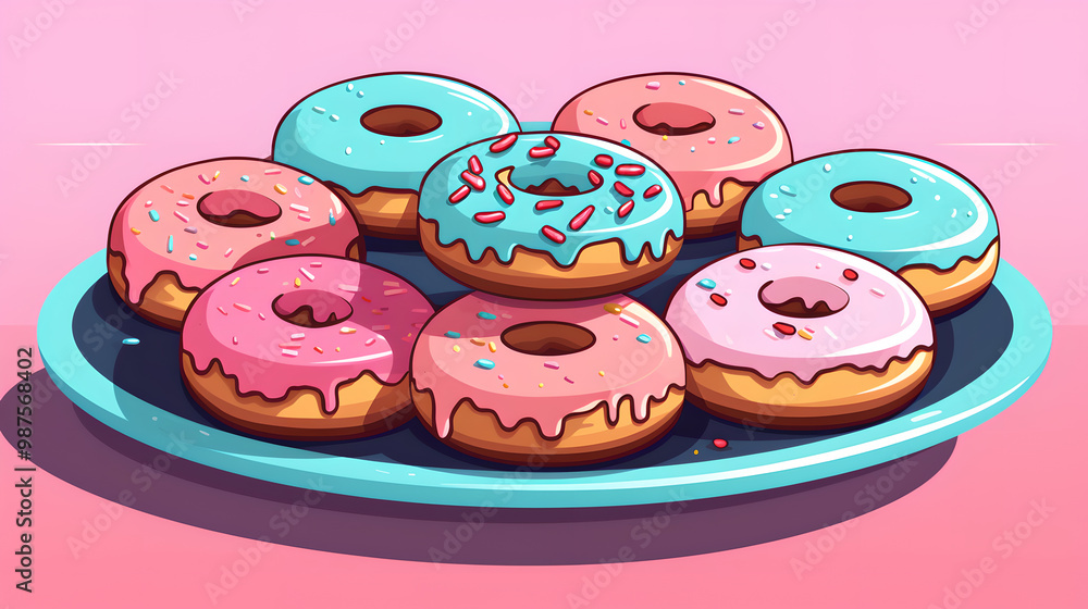 Donut retro illustration Donut retro illustration
