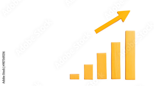 Yellow bar chart with upward arrow