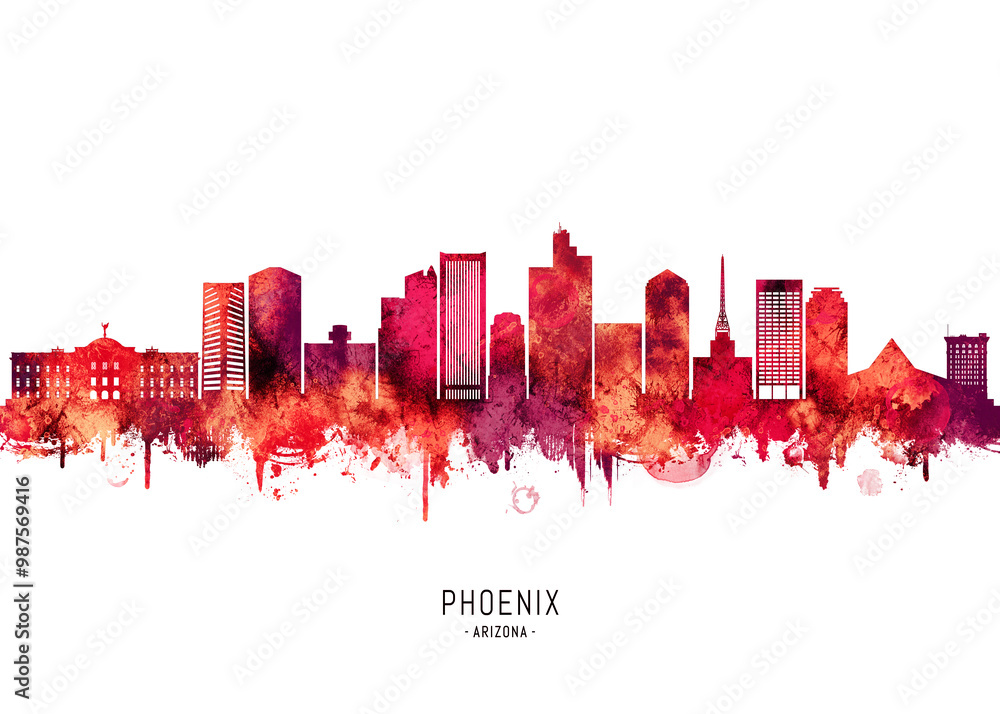 Phoenix Arizona Skyline Red