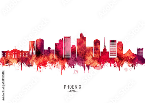 Obraz na płótnie Phoenix Arizona Skyline Red w salonie