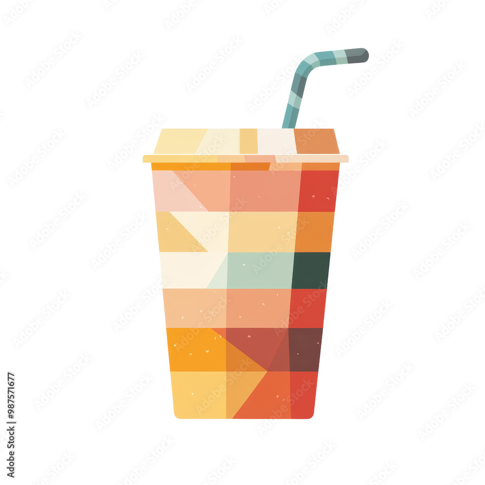 Colorful drink cup with straw on white isolated background, transparent background. Colorful drink cup with straw on white isolated background, transparent background.