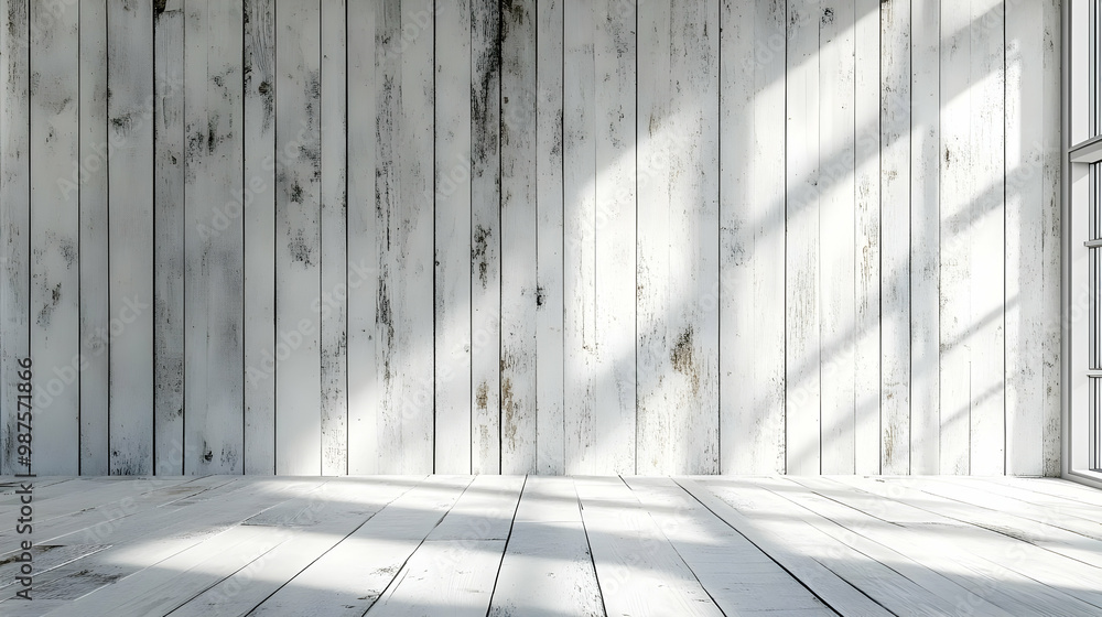 White Wooden Wall And Floor 3D Render White Wooden Wall And Floor 3D Render