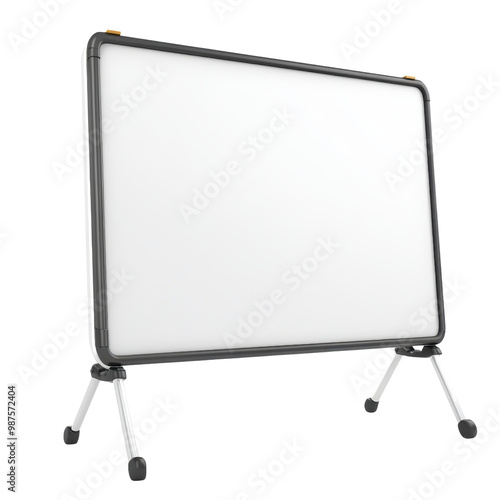 Wallpaper Mural Blank whiteboard with black frame on stand for presentations or brainstorming sessions, transparent background. Torontodigital.ca