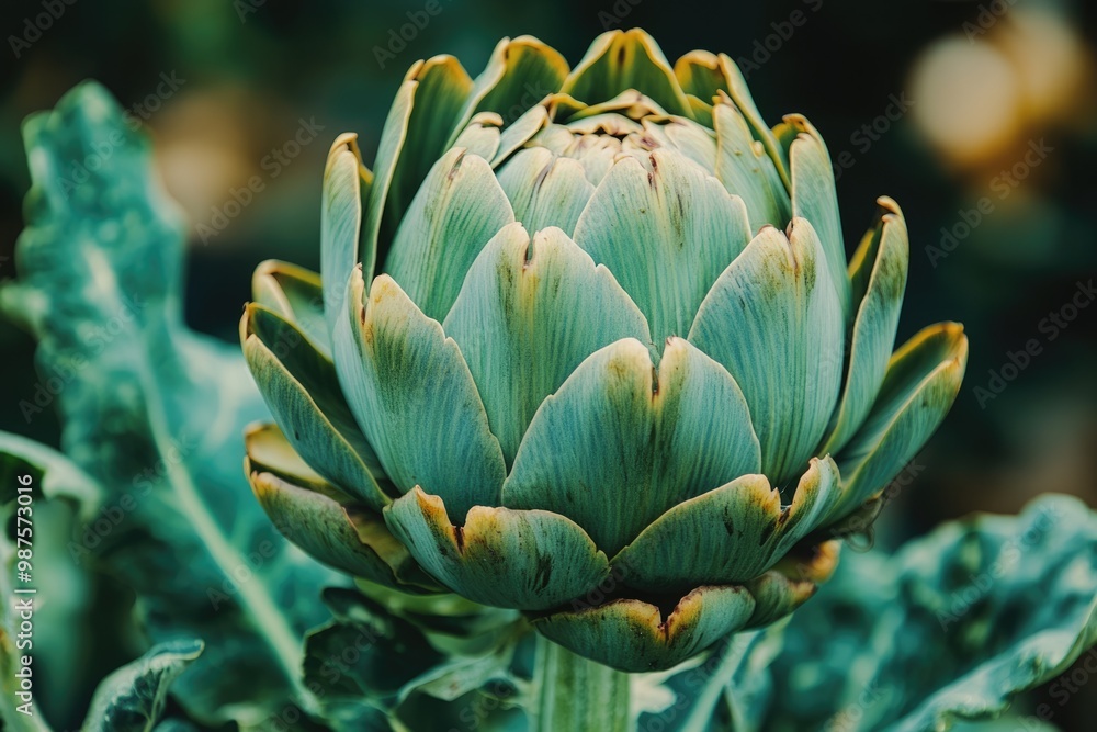 Fresh Organic Artichoke Closeup. A Macro View of Nature's Healthy Green Vegetable for Cooking and Nutrition Fresh Organic Artichoke Closeup. A Macro View of Nature's Healthy Green Vegetable for Cooking and Nutrition