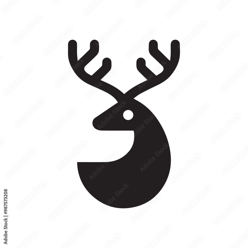 deer logo black icon cartoon deer animal on a plain white background vector logo deer logo black icon cartoon deer animal on a plain white background vector logo