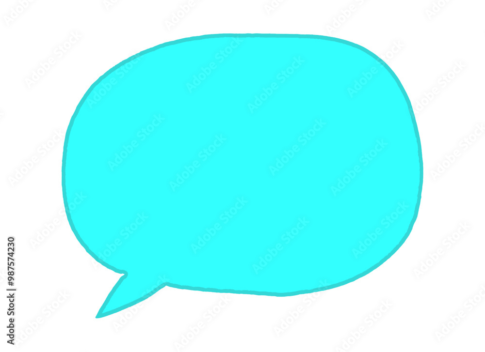 Speech bubble in a bright turquoise color with a classic rounded shape and a small tail perfect for adding a playful touch to your designs Speech bubble in a bright turquoise color with a classic rounded shape and a small tail perfect for adding a playful touch to your designs