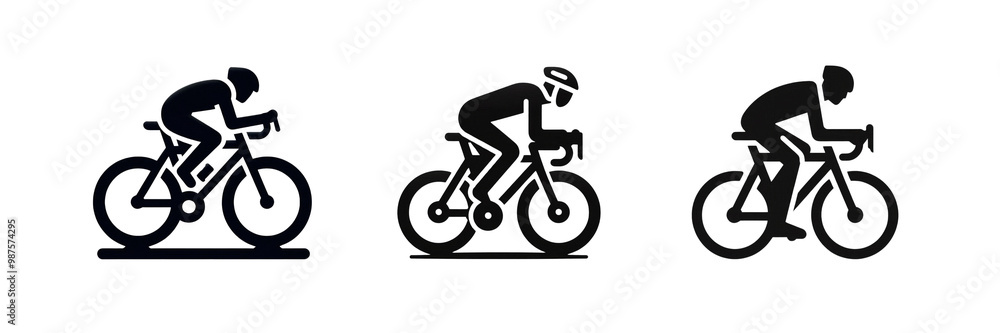 Set of silhouette image of Bicycle and cycling icon, isolated over on transparent white background Set of silhouette image of Bicycle and cycling icon, isolated over on transparent white background