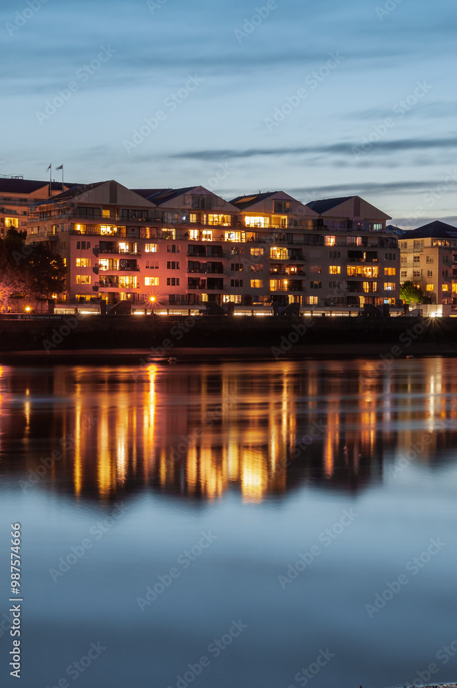 Fototapeta premium New apartments reflection on River Thames in Londdon