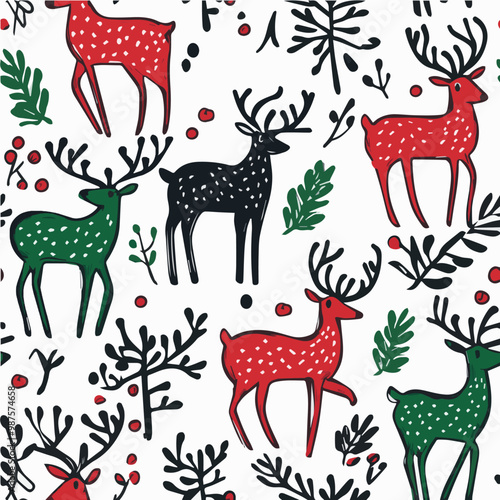 Illustration Seamless pattern with Christmas reindeer