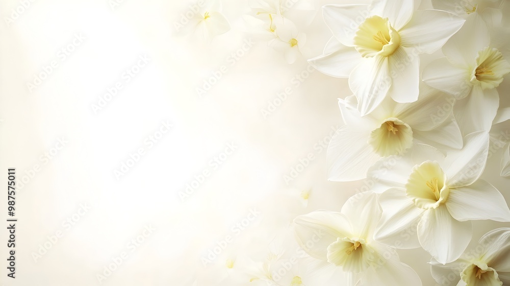 Elegant White Floral Blooms with Soft Petals on Serene Natural Background Elegant White Floral Blooms with Soft Petals on Serene Natural Background
