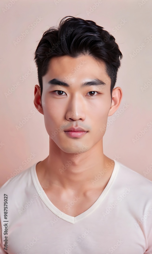 Young Athletic Asian Male Studio Shoot with Focused Expression Young Athletic Asian Male Studio Shoot with Focused Expression
