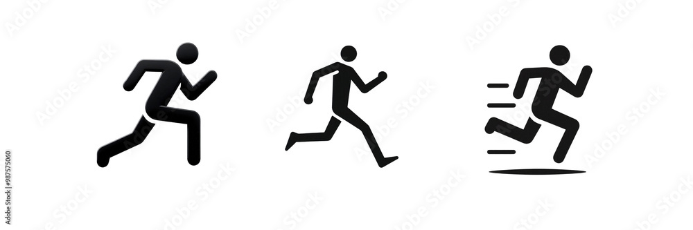 Set of silhouette image of running man icon, isolated over on transparent white background Set of silhouette image of running man icon, isolated over on transparent white background