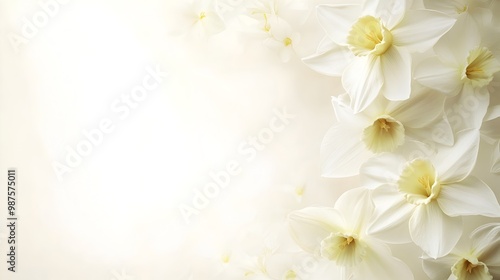 Elegant White Floral Blooms with Soft Petals on Serene Natural Background