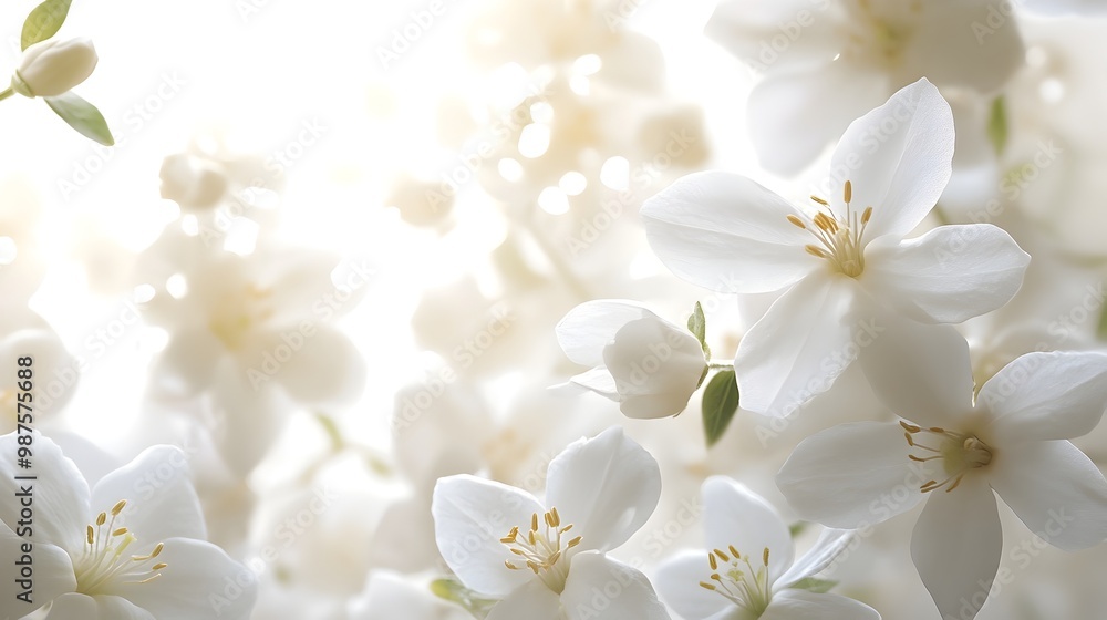 Elegant White Jasmine Floral Background with Delicate Blossoms