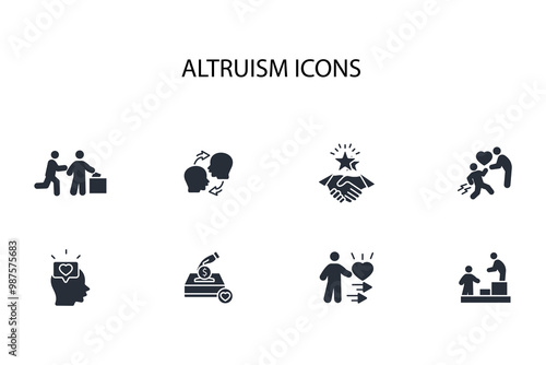 Altruism icon set.vector.Editable stroke.linear style sign for use web design,logo.Symbol illustration.