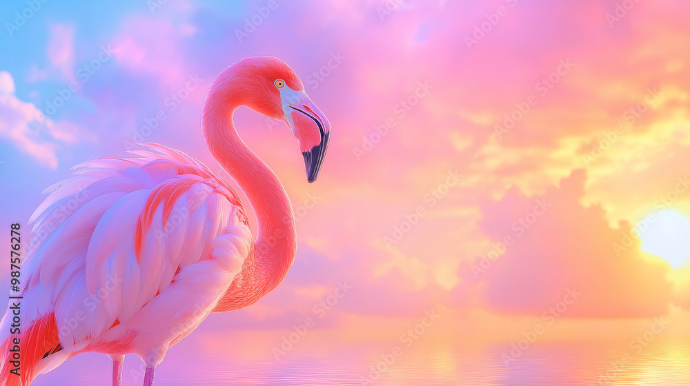 Fototapeta premium pink flamingo in water
