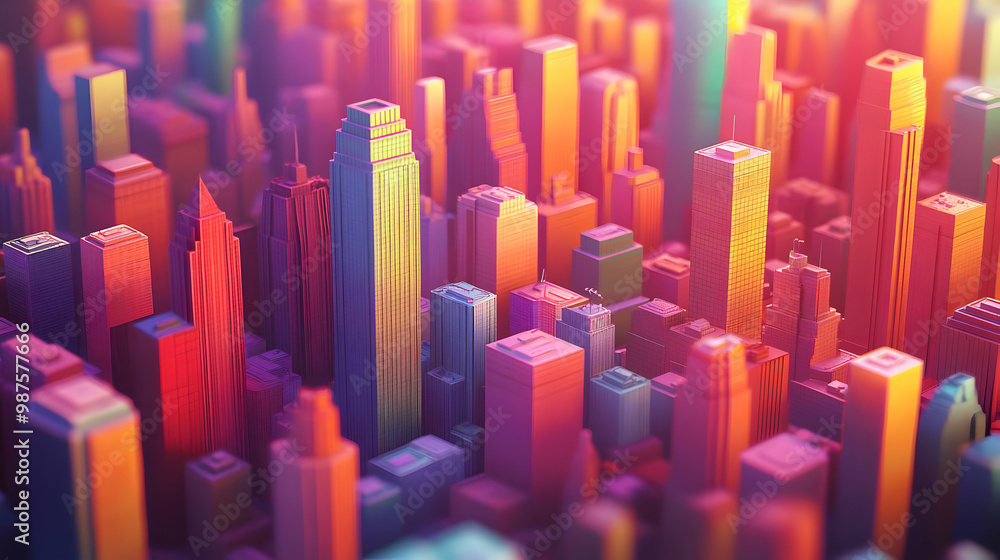 Colorful 3D Cityscape Illustration Colorful 3D Cityscape Illustration