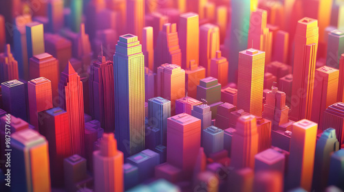 Colorful 3D Cityscape Illustration