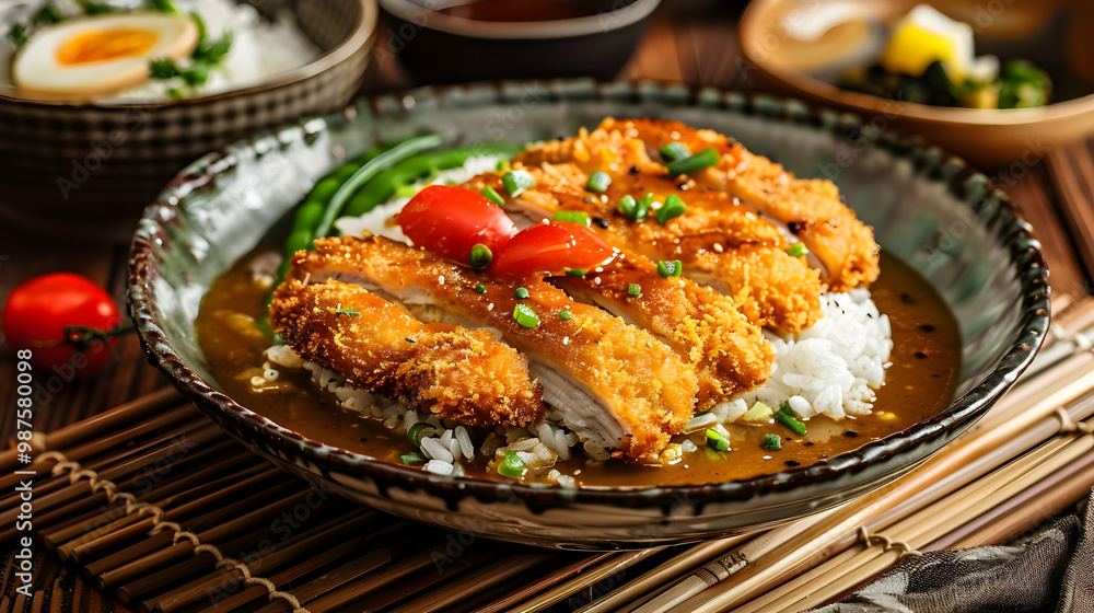 Japanese Katsu Curry with Crispy Chicken and Rice Japanese Katsu Curry with Crispy Chicken and Rice