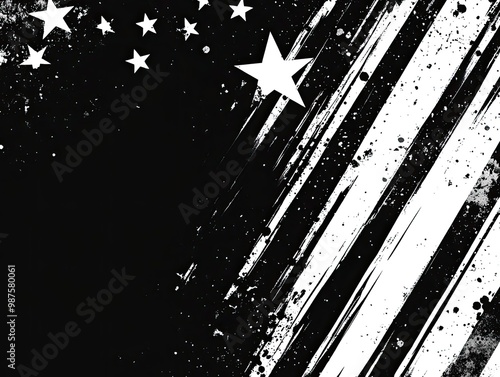 american flaginspired abstract with stars and stripes patriotic monochrome design photo