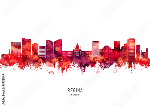Canvastavla Regina Canada Skyline Red