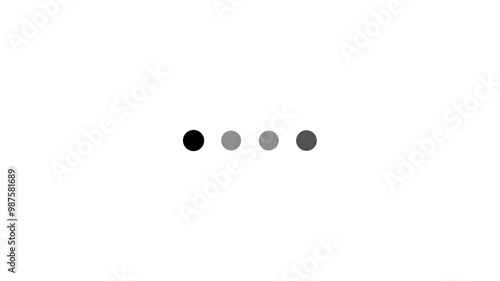 Animated 4 ellipsis dots circle blinking preloader animation on white background. Waiting process concept