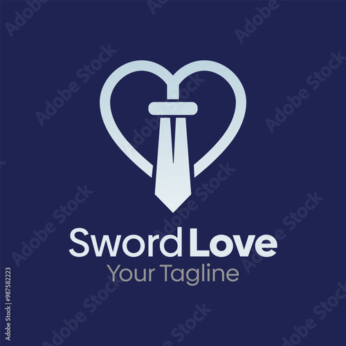 Sword Love Logo Design Template. Good for Business, Agency, Community and Organization