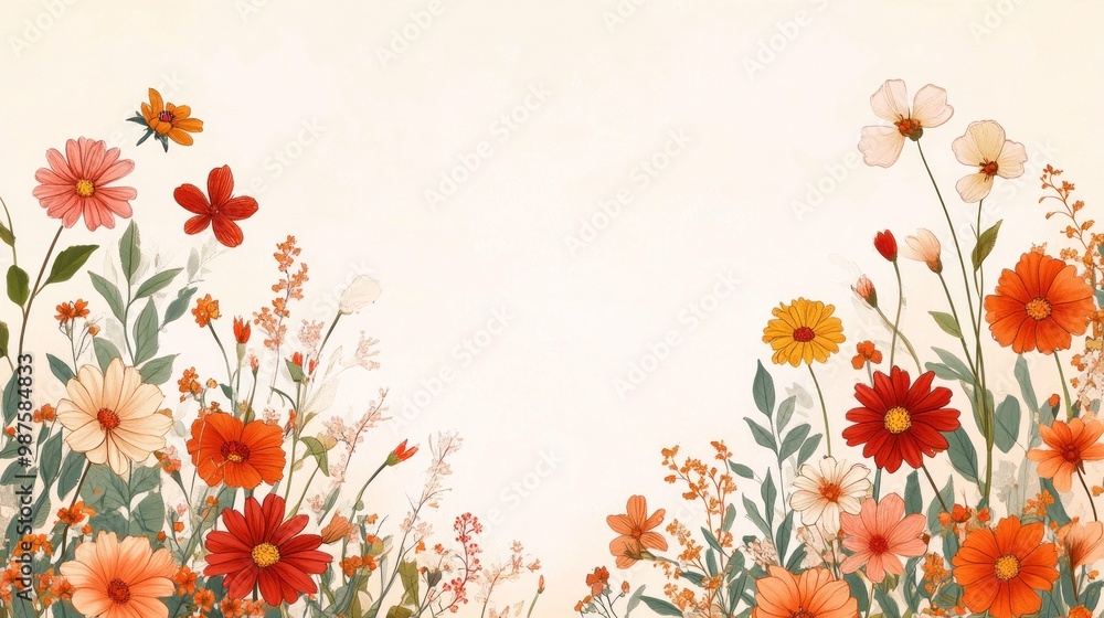 Elegant autumn garden frame with various flowers in engraving style, fall-themed illustrations. Elegant autumn garden frame with various flowers in engraving style, fall-themed illustrations.