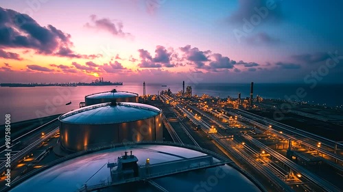 Wallpaper Mural Gigantic LNG storage tank amidst a vast industrial landscape, with surrounding infrastructure emphasizing the advanced technology of modern energy storage Torontodigital.ca