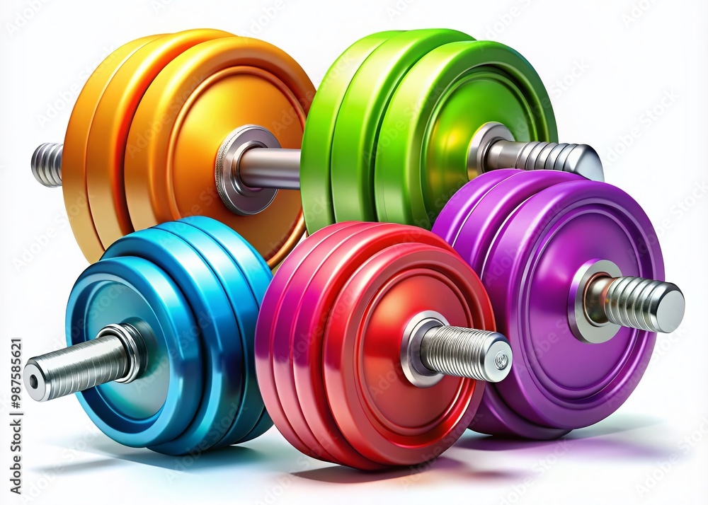 Colorful Clipart Illustration of Lifting Weights and Dumbbells for Fitness and Gym Themes Colorful Clipart Illustration of Lifting Weights and Dumbbells for Fitness and Gym Themes