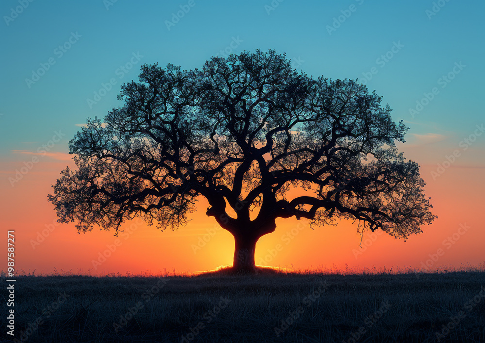 Silhouetted Tree Against Vibrant Sunset
Silhouetted Tree Against Vibrant Sunset