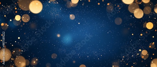 Magic night dark blue frame with sparkling glitter bokeh and light art