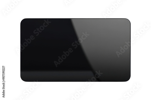 A sleek, black rectangular surface with a glossy finish, reflecting light subtly, creating a modern aesthetic.
