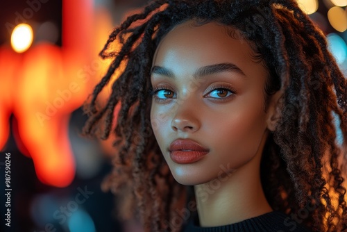 Wallpaper Mural Confident young woman with dreadlocks in a black sweater Torontodigital.ca