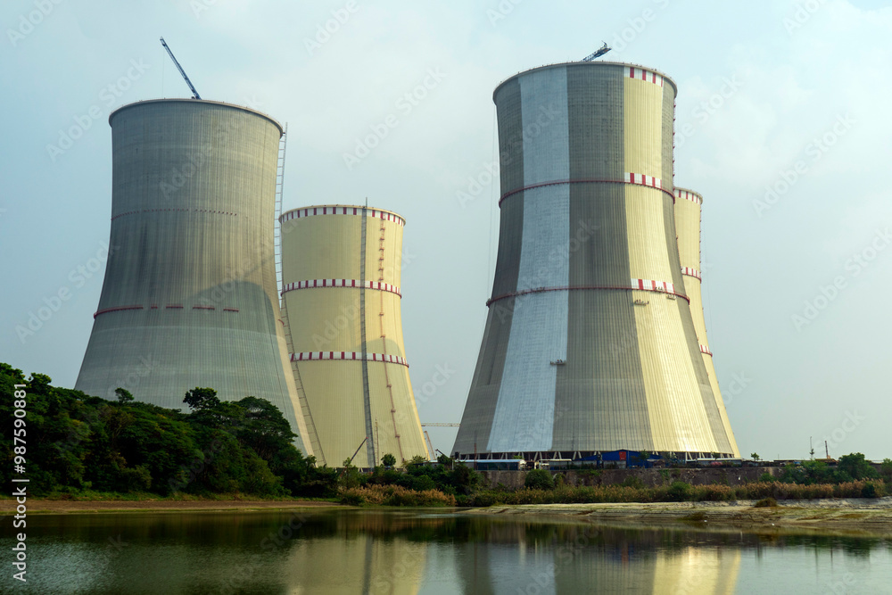 Cooling towers of the Ruppur Nuclear Power Plant, Bangladesh.
