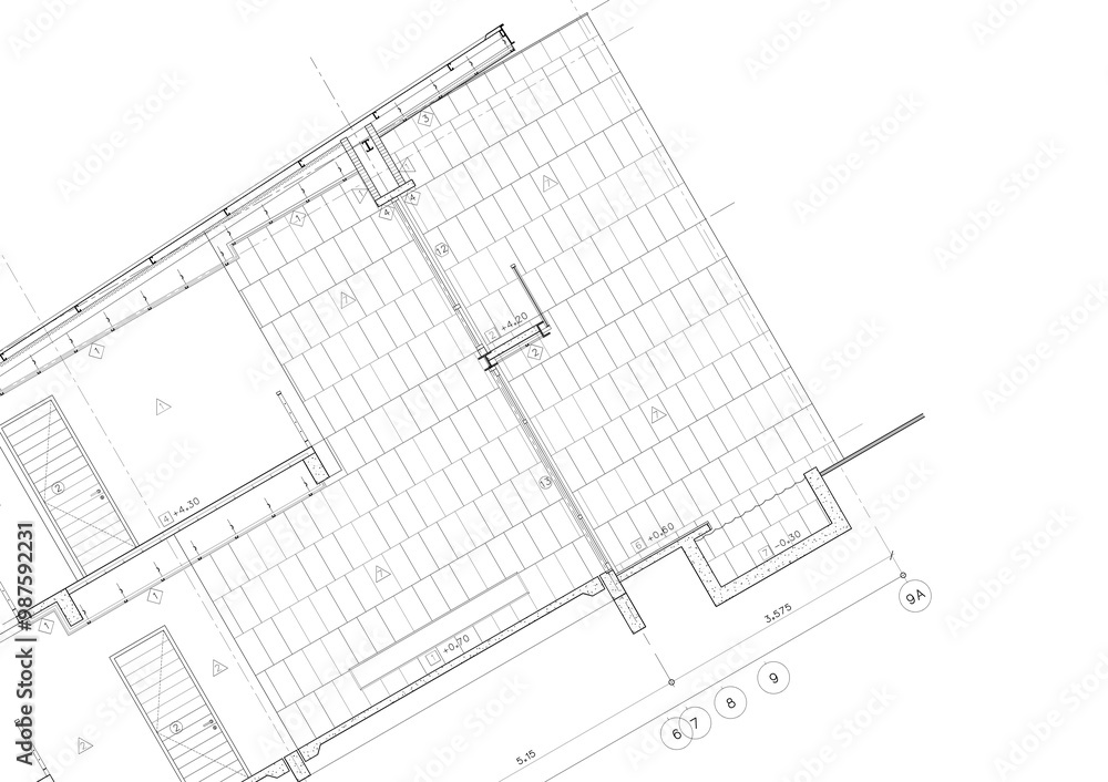 Fototapeta premium Floor plan designed building on the drawing.