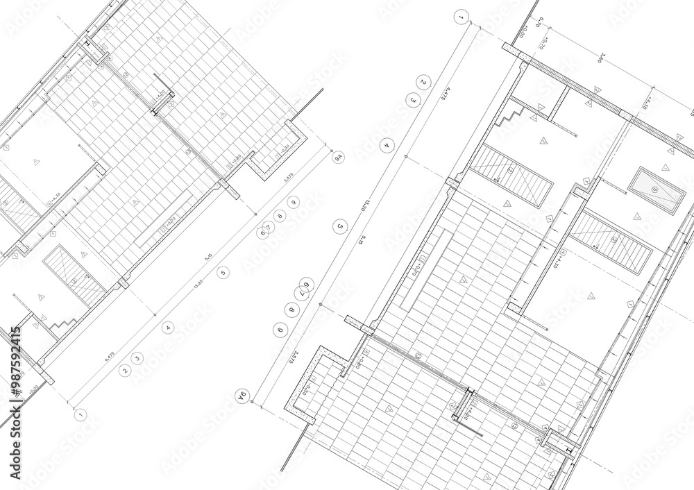 Floor plan designed building on the drawing. Floor plan designed building on the drawing.