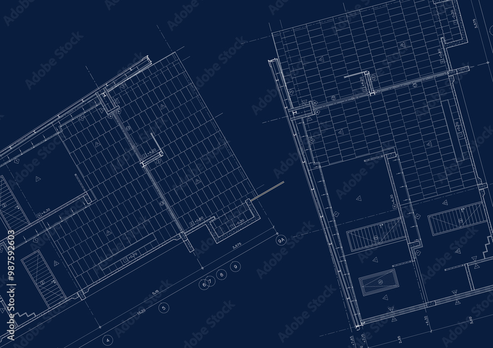 Floor plan designed building on the drawing. Floor plan designed building on the drawing.
