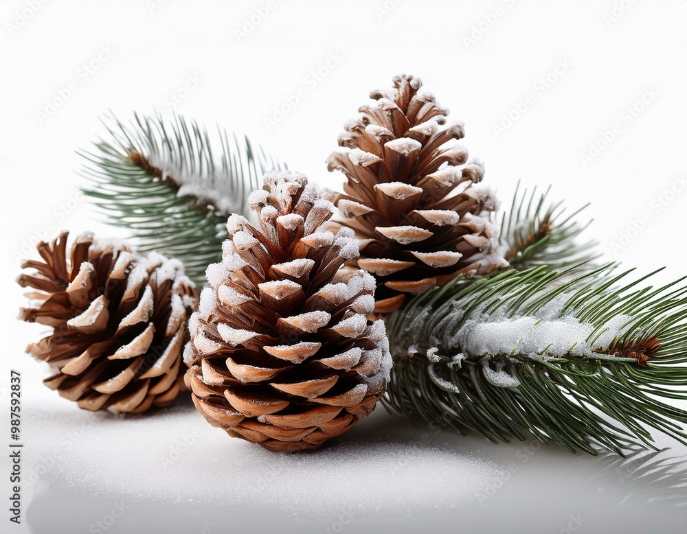 Freigestellte Tannenzapfen mit Schneebedeckung – Perfekte Dekoration für Winter und Weihnachten