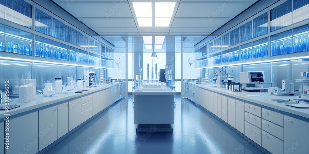 Interior of modern biopharmaceutical laboratory Interior of modern biopharmaceutical laboratory