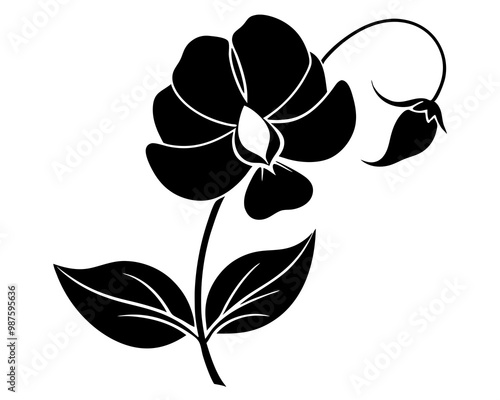 Sweet Pea flower icon silhouette vector illustration photo