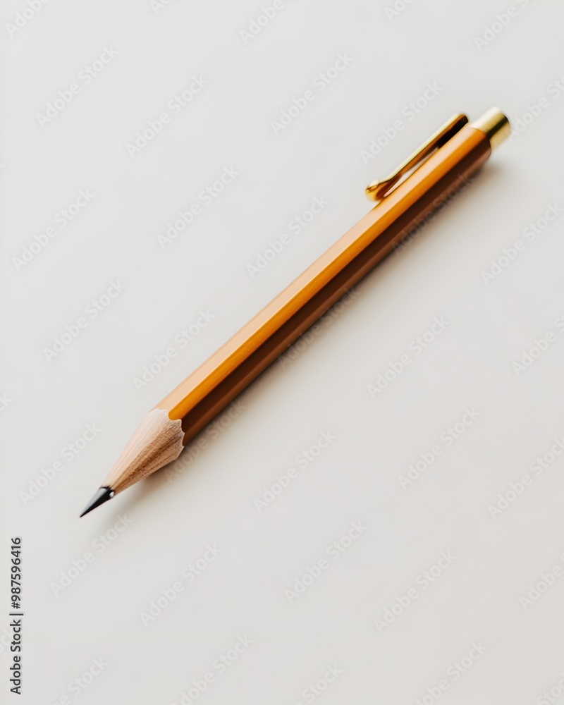 Mechanical Pencil in Sophisticated and Technical Design on Pristine White Tabletop Mechanical Pencil in Sophisticated and Technical Design on Pristine White Tabletop