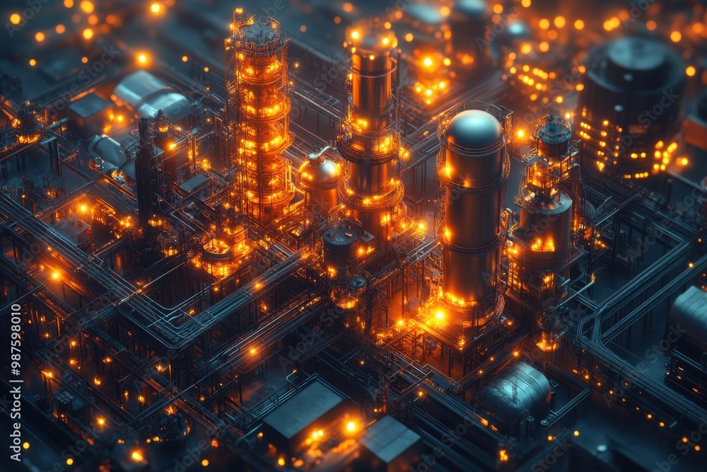 Illuminated Industrial Complex: A Futuristic Vision Illuminated Industrial Complex: A Futuristic Vision